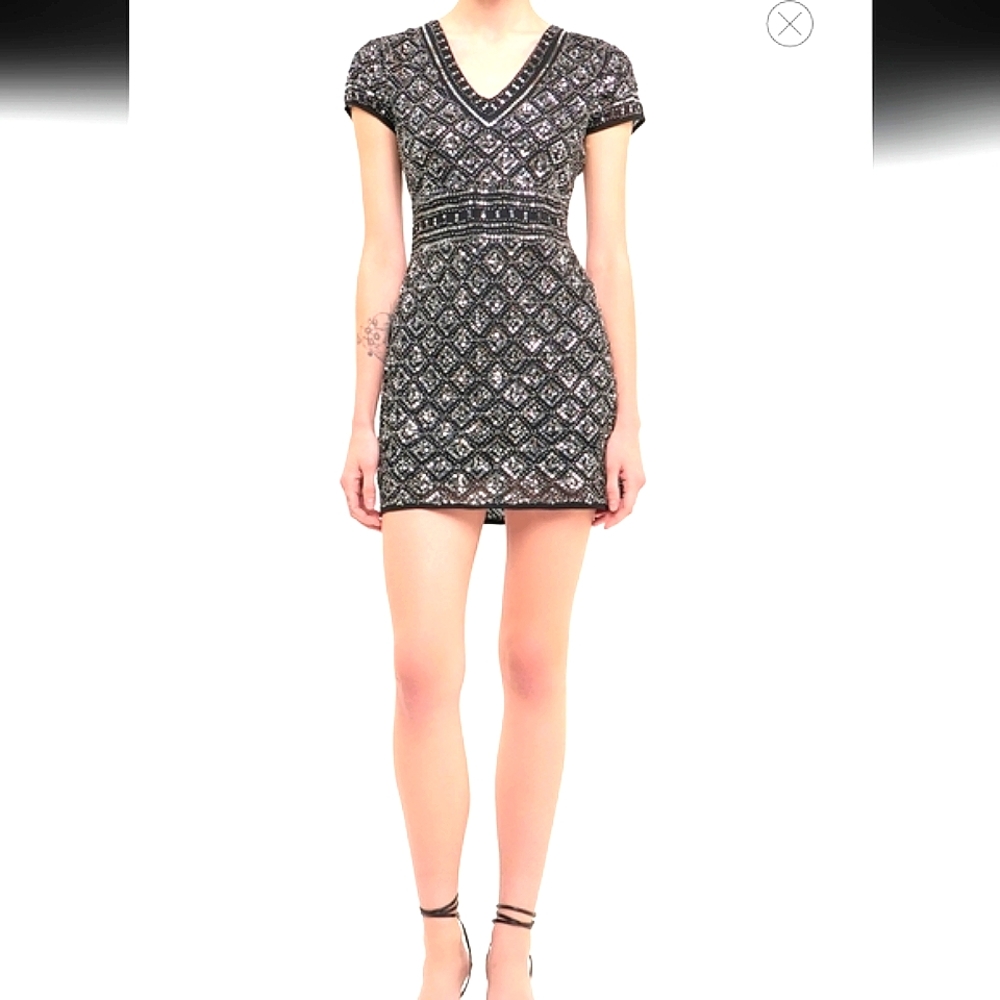 Endless Rose:Gorgeous Jewel Embellished Fitted Mini Dress Size Large